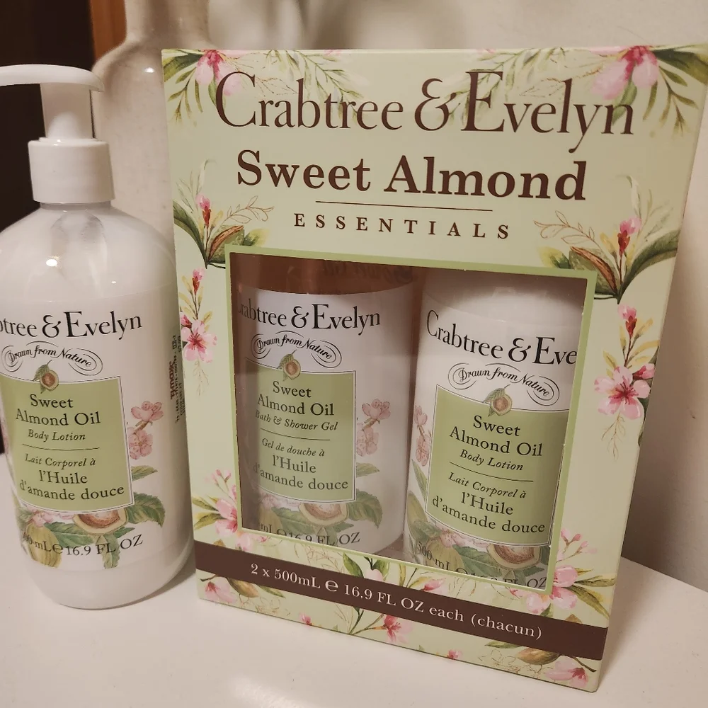 3-pc Crabtree & Evelyn Sweet Almond Oil Gift Set Body Lotion, Bath & Shower Wash